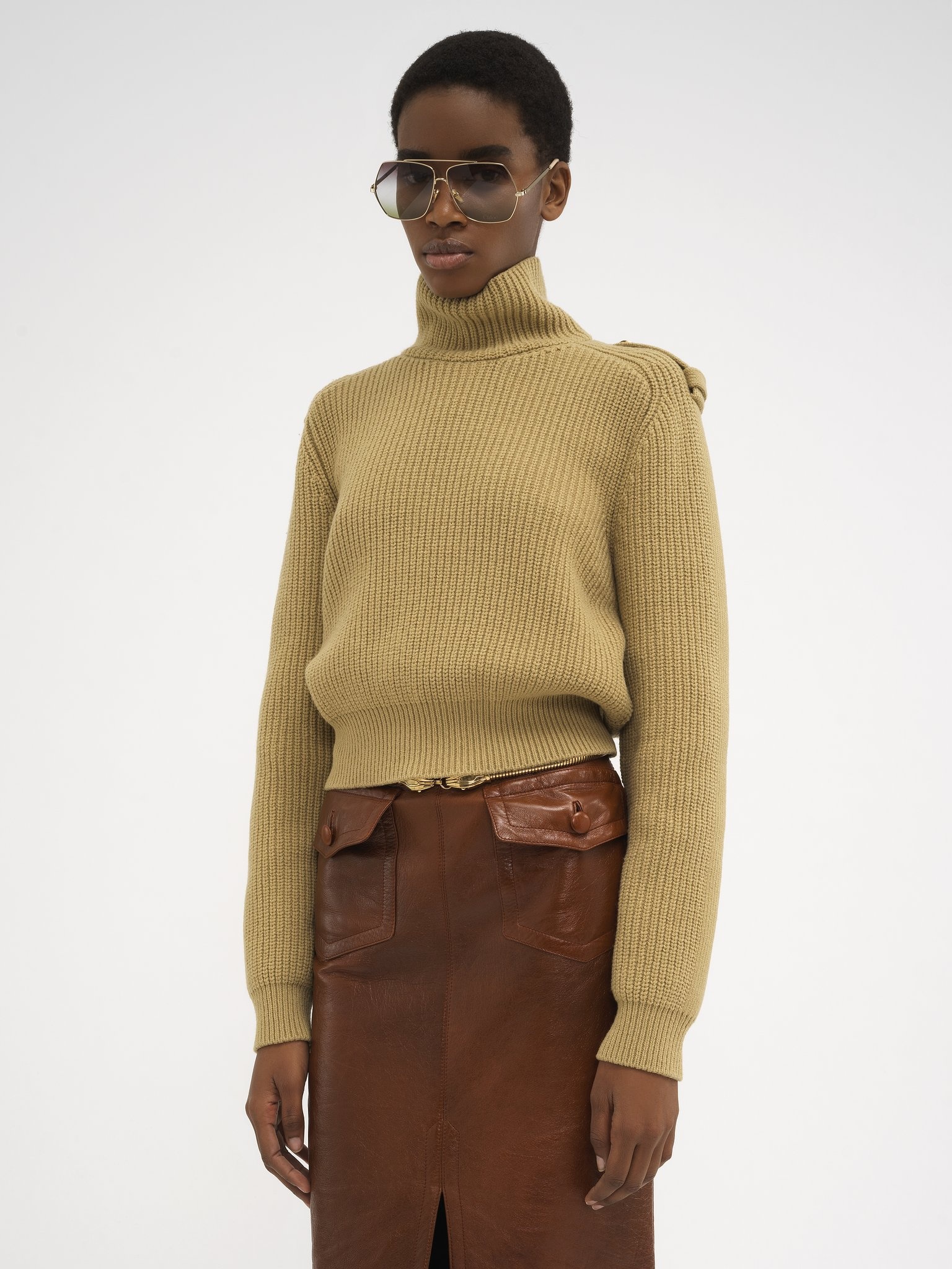 MOCK-NECK SWEATER IN WOOL & CASHMERE - 4
