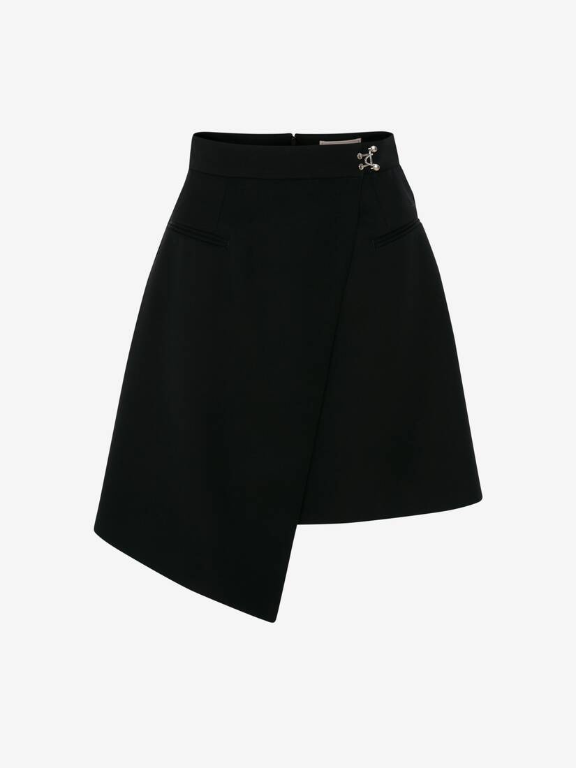 Barathea Drop Hem Mini Skirt in Black - 1