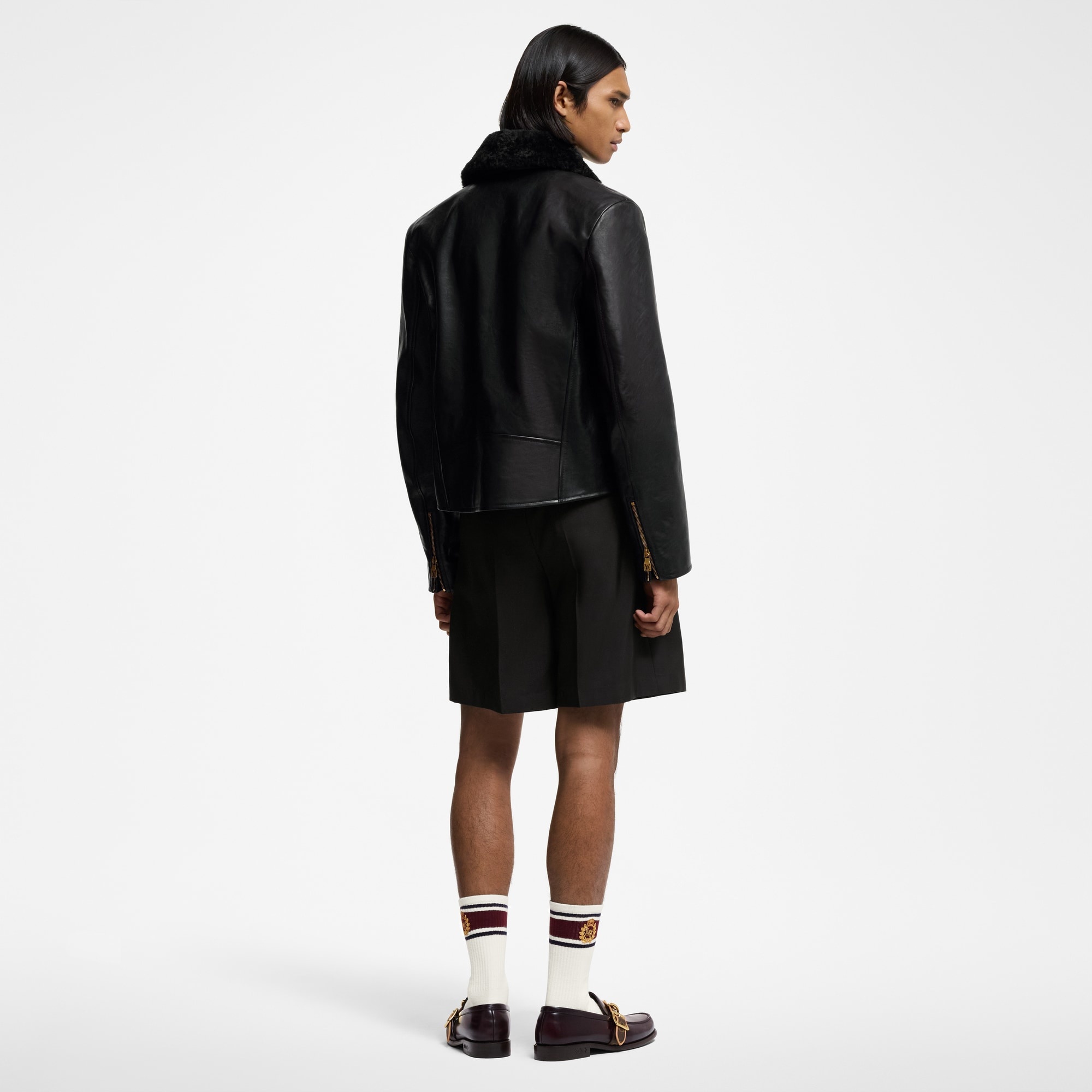 Shearling Evening Leather Biker Jacket - 3