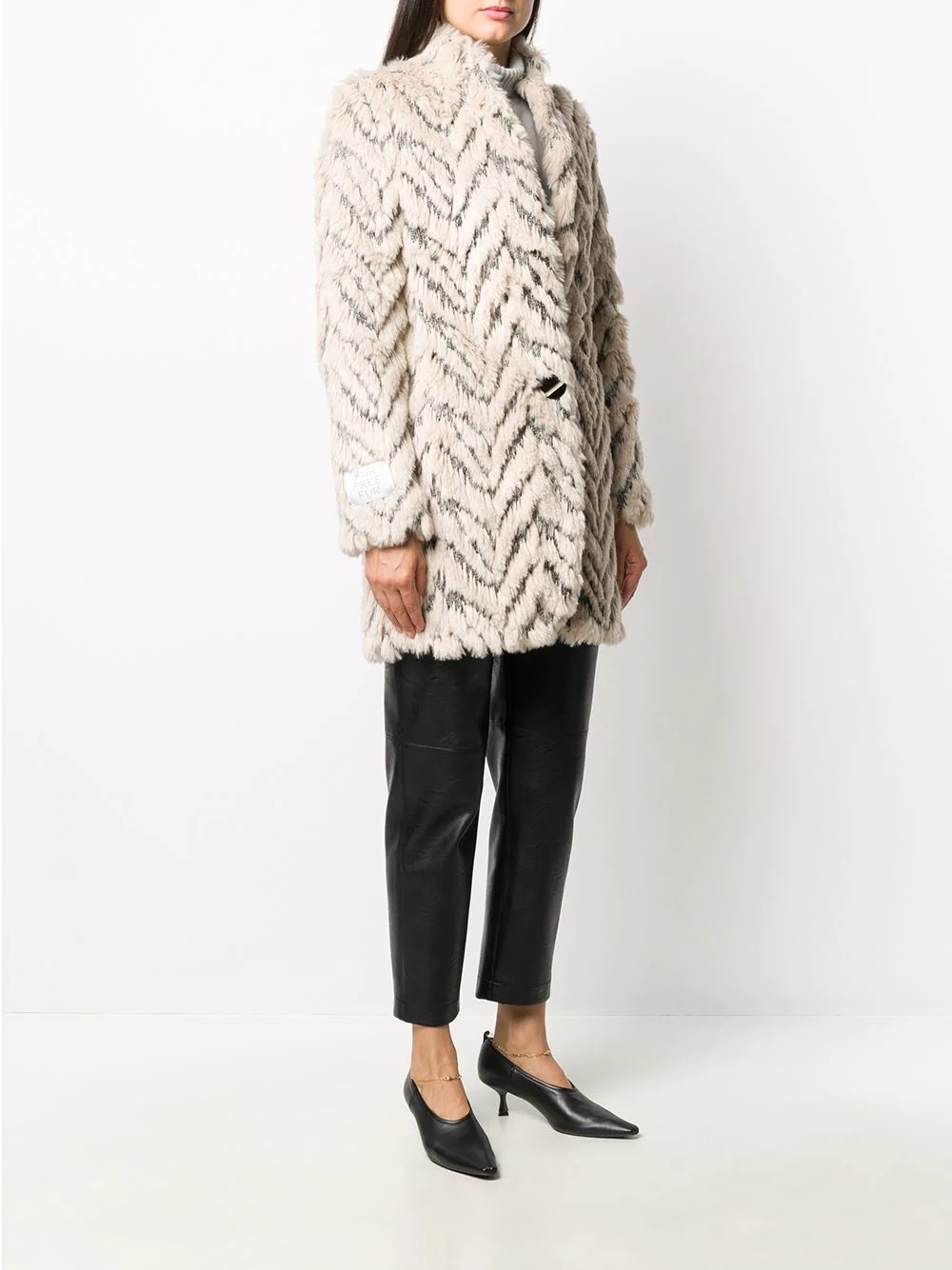 Fur Free Fur chevron-stripe coat - 3