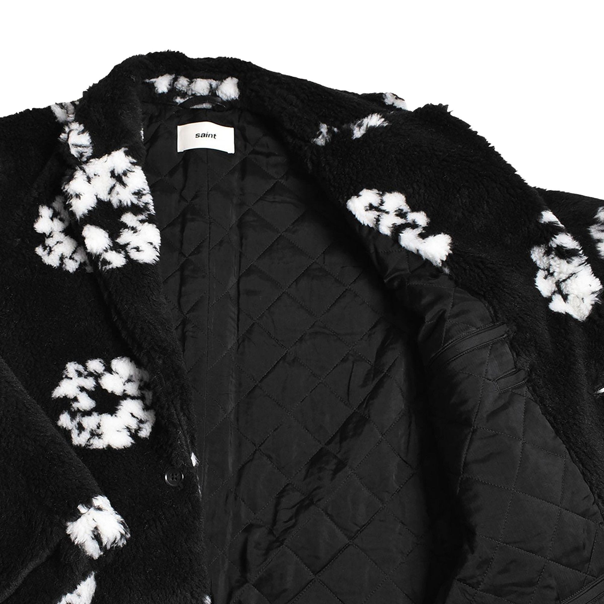 SAINT Mxxxxxx x Denim Tears Wreath Fur Coat 'Black' - 3