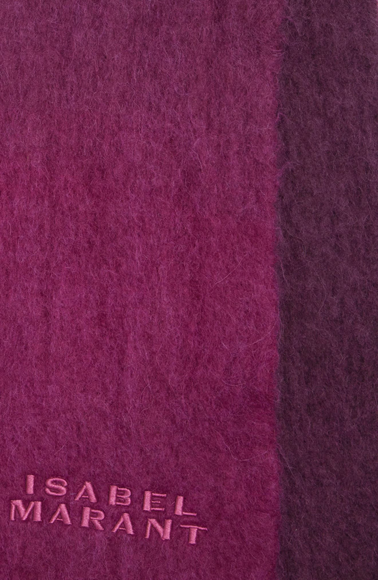 Isabel Marant Firna Logo Embroidered Fringe Scarf in Plum at Nordstrom - 5