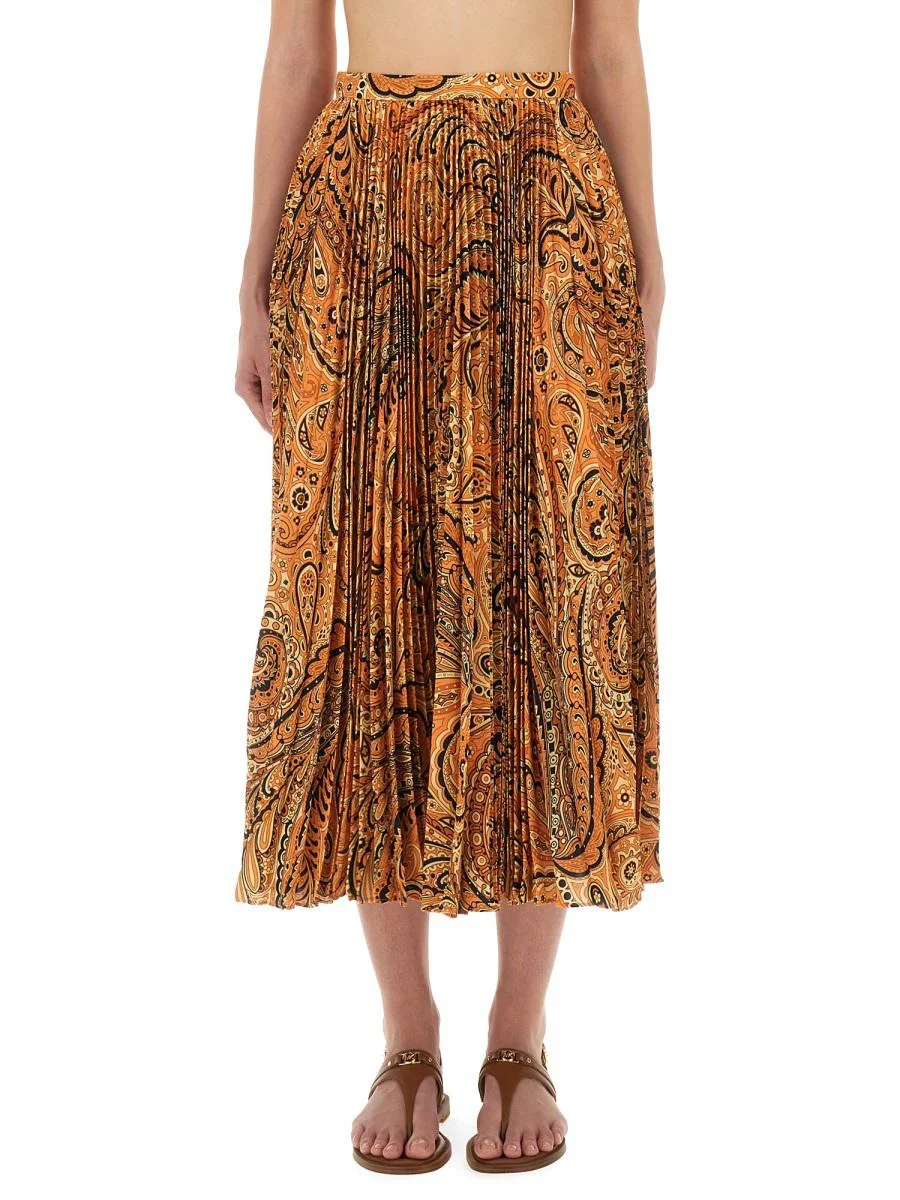 Etro Pleated Sablé Skirt With Print - 1