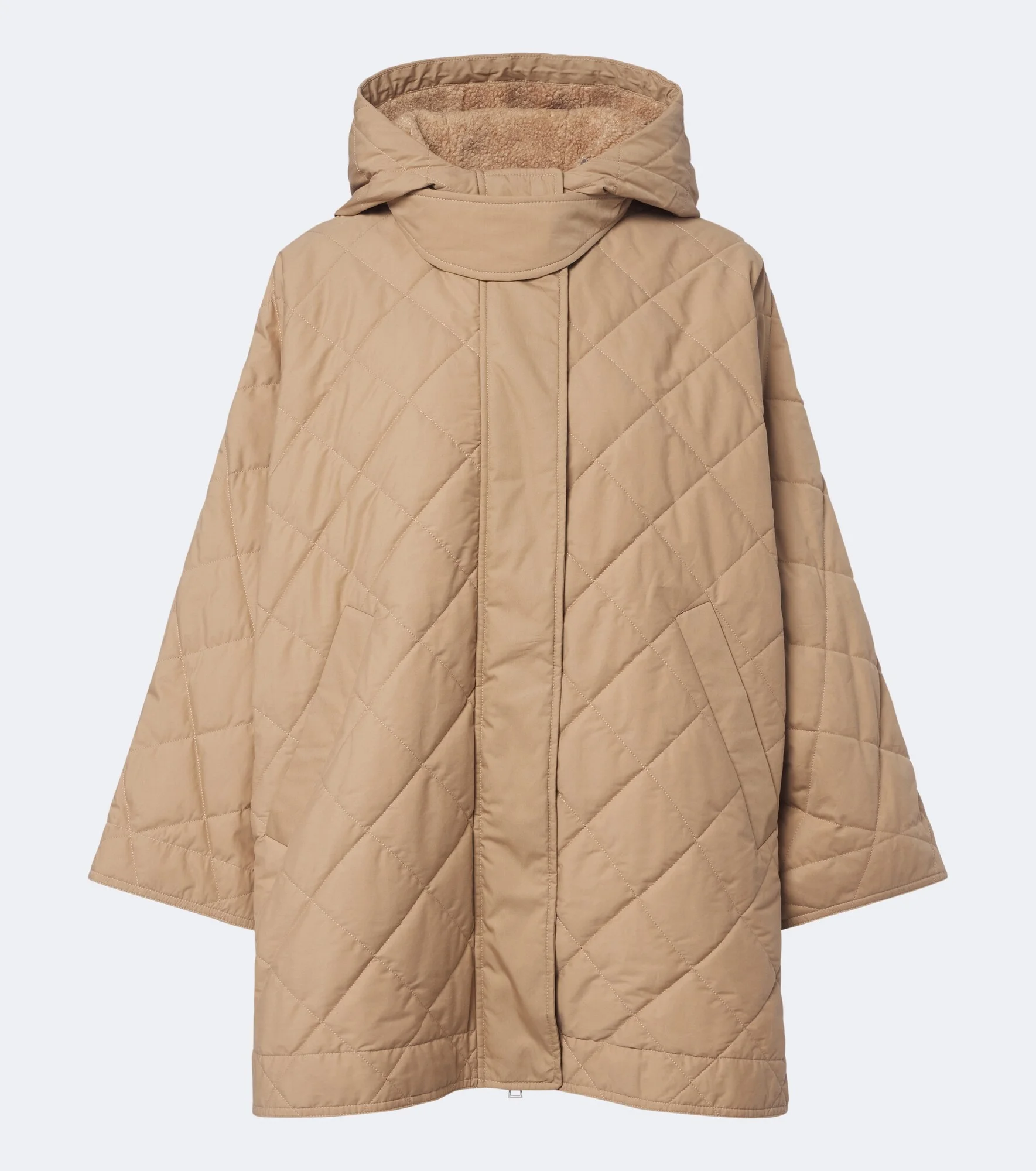 Hooded quilted cotton-blend cape - 1