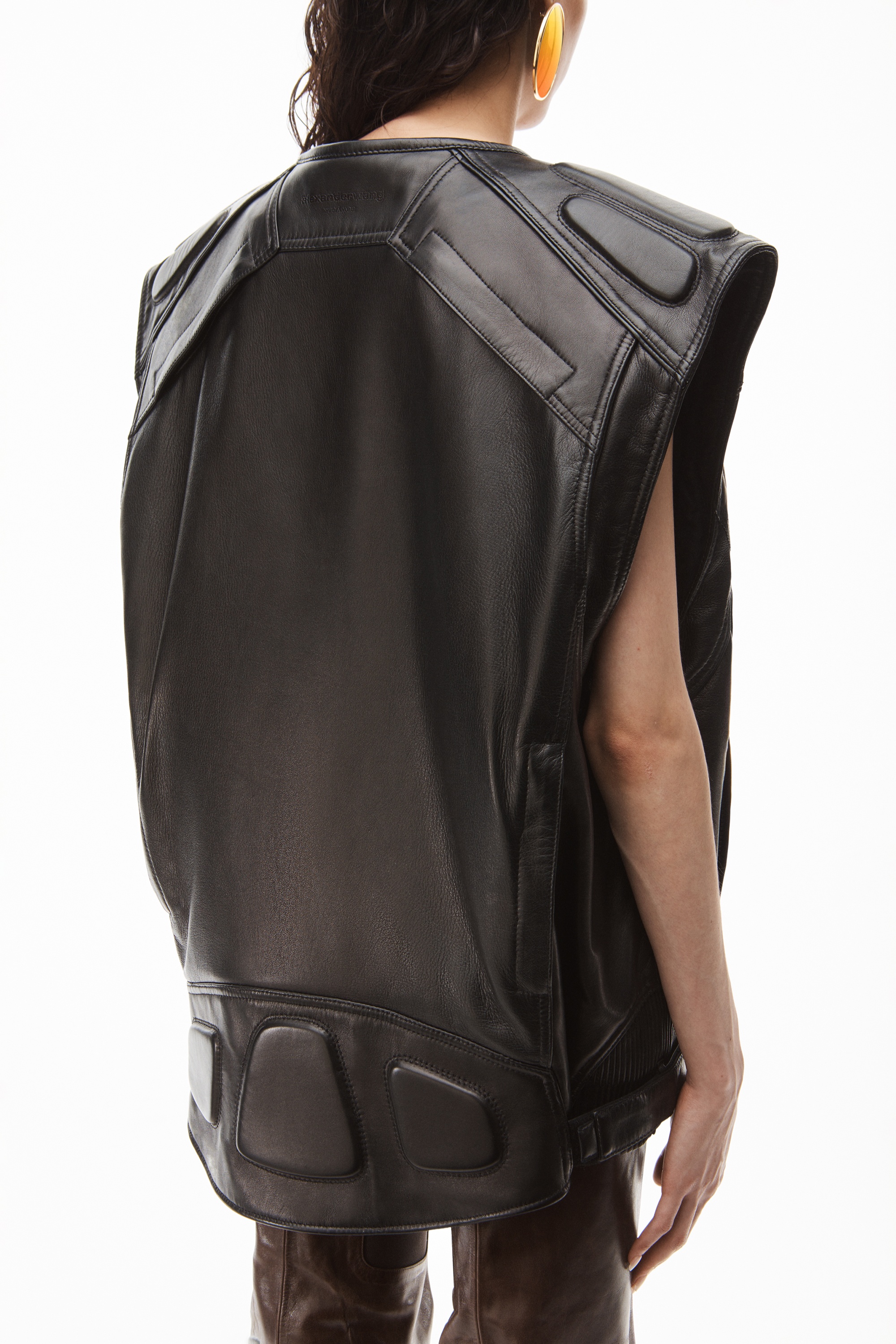 Alexander Wang OVERSIZED MOTO VEST IN BUTTERY LEATHER | REVERSIBLE