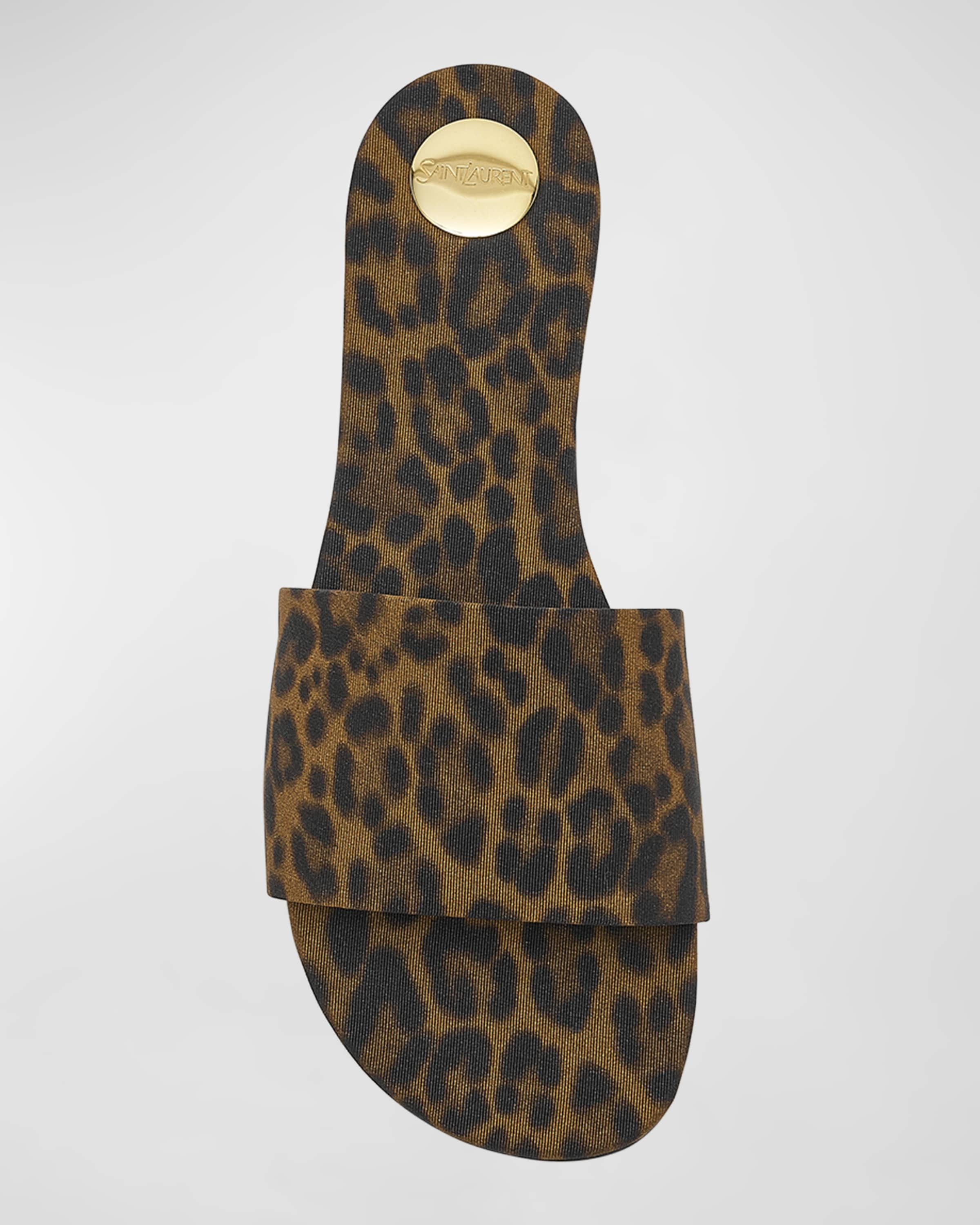 Carlyle Leopard Flat Slide Sandals - 6