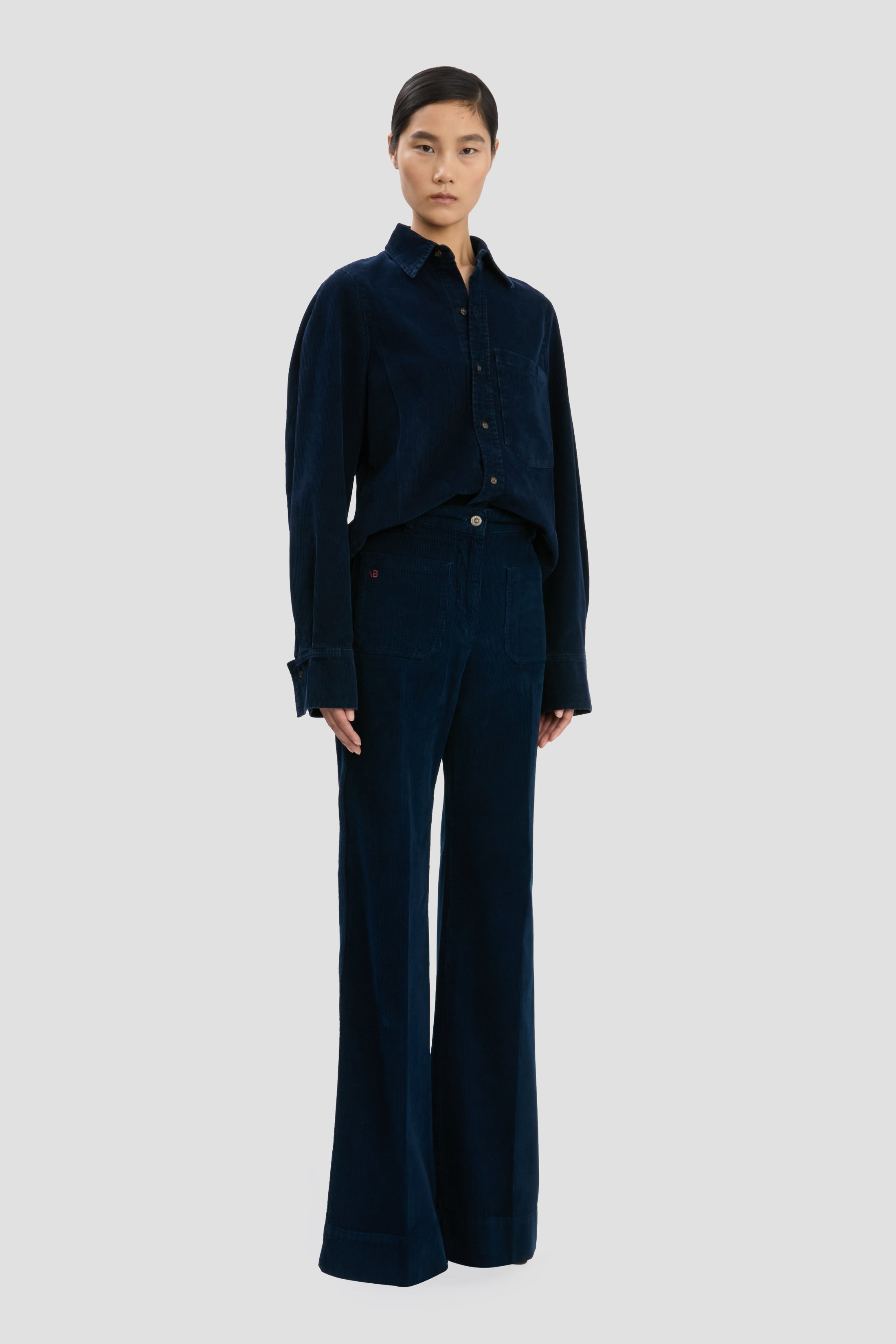 Shoulder Detail Slim Shirt In Indigo - 4