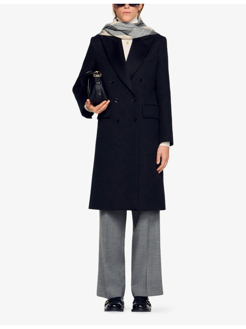 Sandro Double-Breasted Peak-Lapels Woven Coat outlook