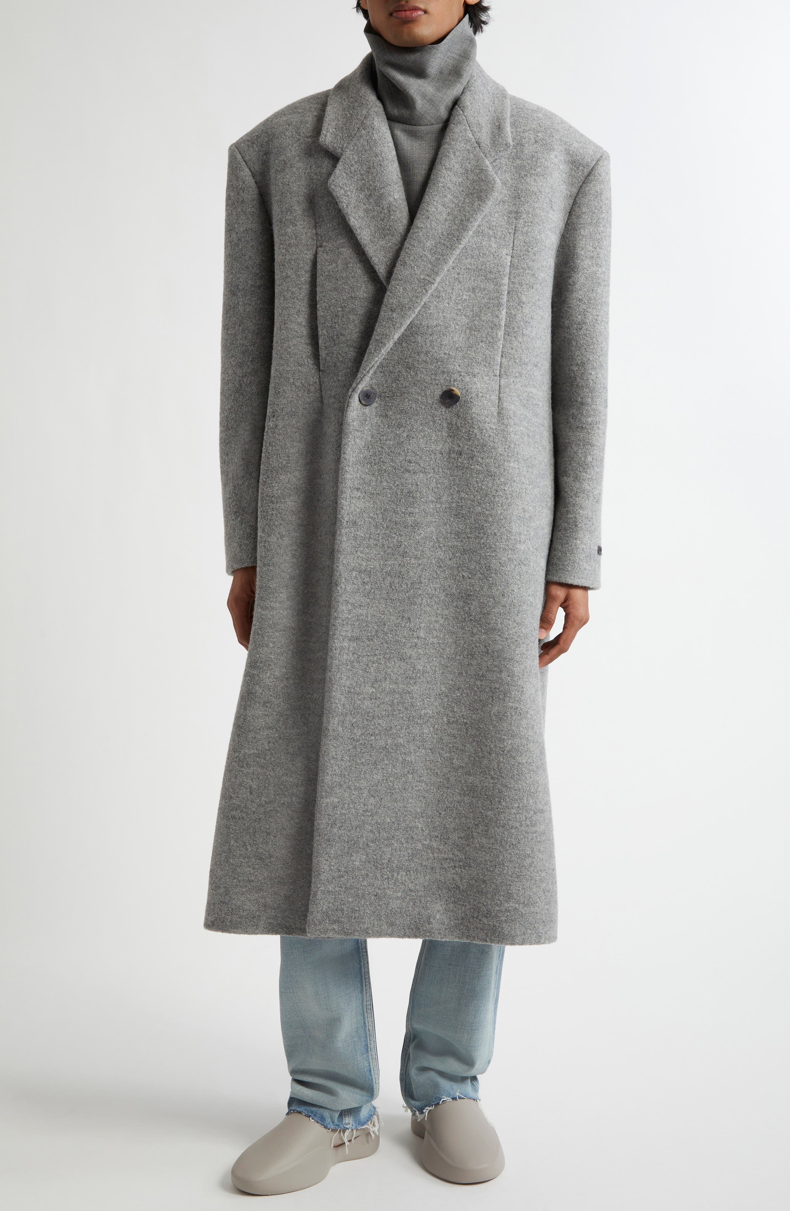 Fear of God Relaxed Boiled Virgin Wool Double Breasted Overcoat in Light Grey at Nordstrom - 2