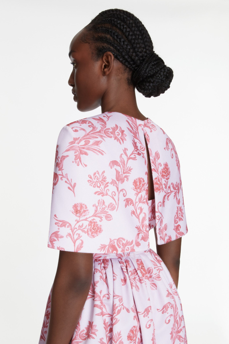 Virginie Cape In Pink Floral Damask Taffeta Faille 4