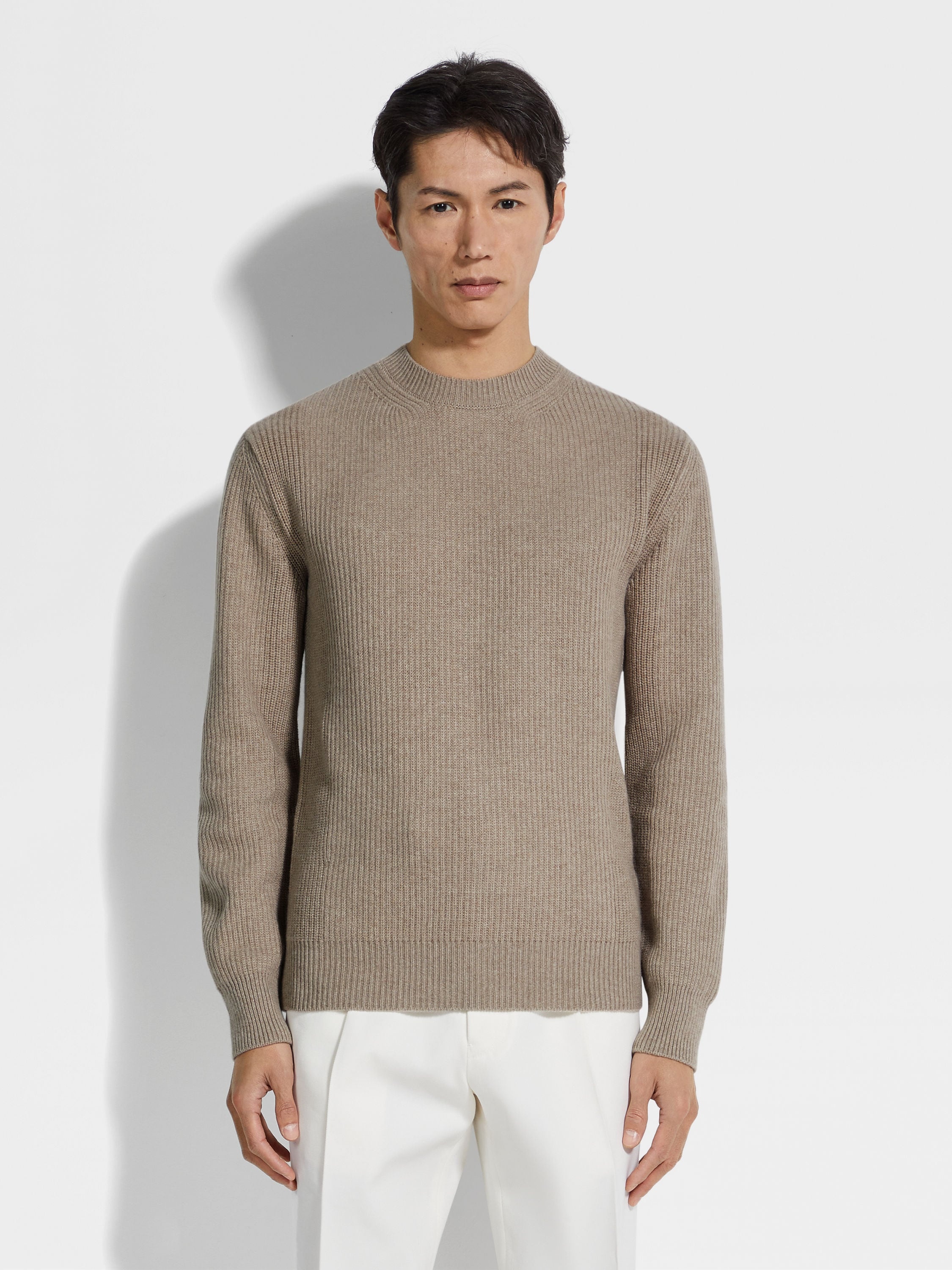 LIGHT TAUPE OASI CASHMERE CREWNECK - 4