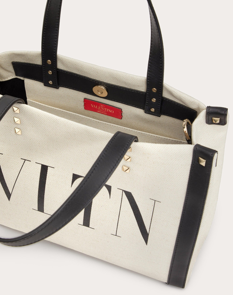 MINI CANVAS TOTE BAG WITH VLTN PRINT 4
