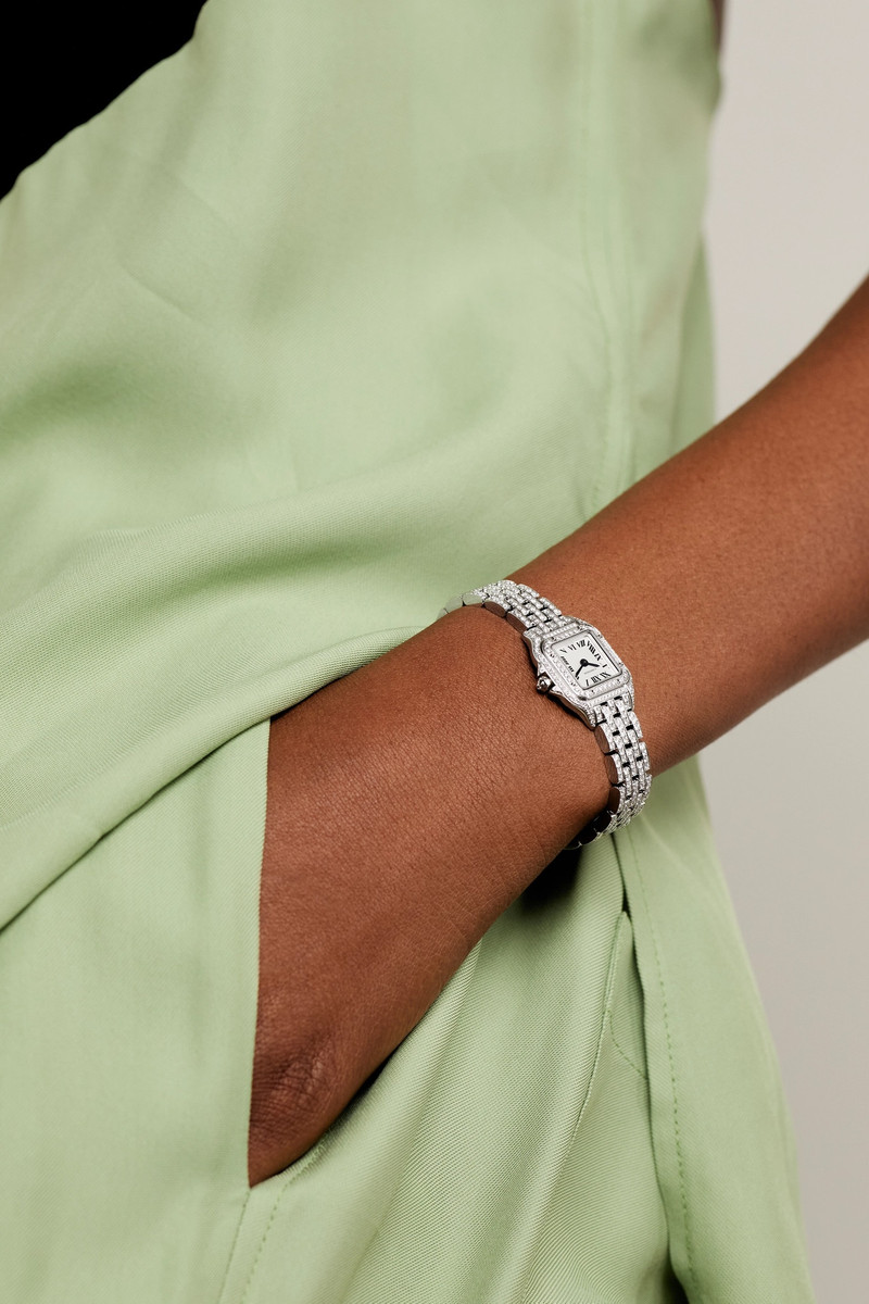 Cartier Panthère de Cartier 25mm mini rhodium-plated 18-karat white gold diamond watch outlook