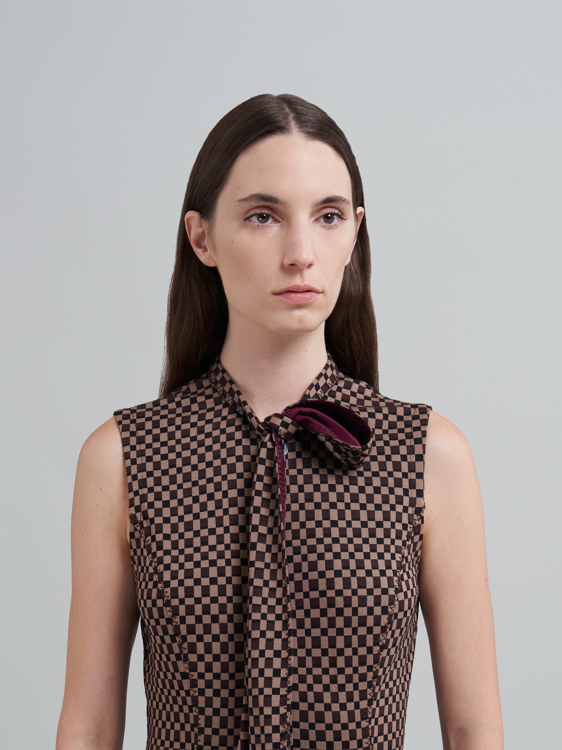 CHECK JACQUARD JERSEY DRESS - 4
