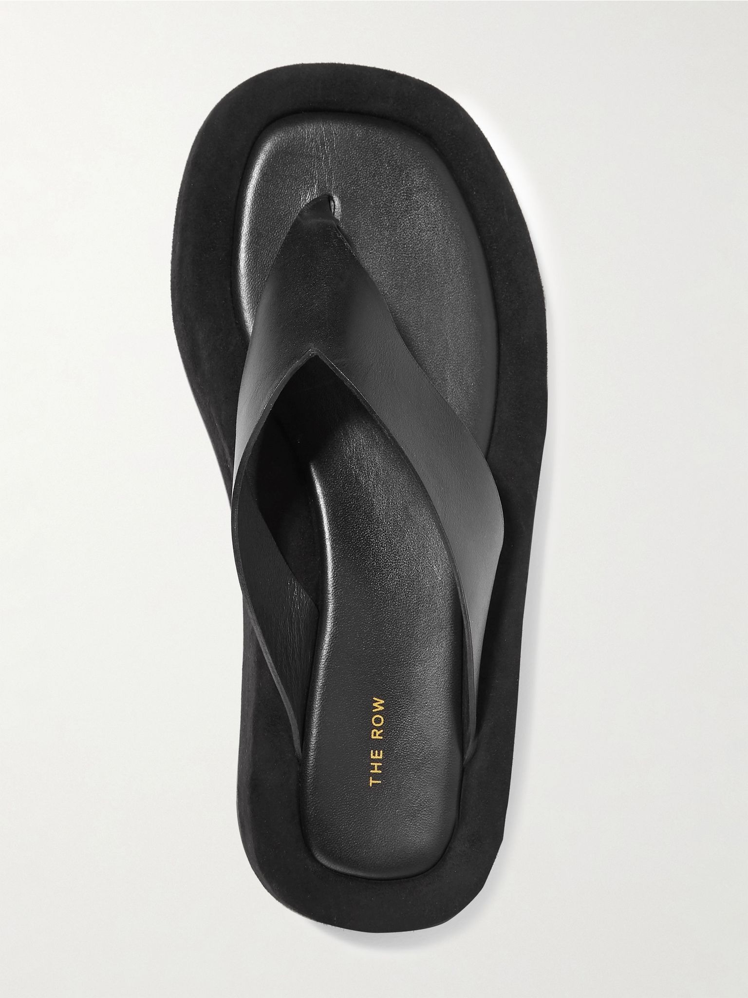 Ginza leather and suede platform flip flops Black - 5