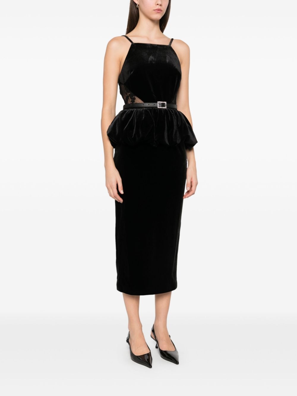 velvet peplum midi dress - 3
