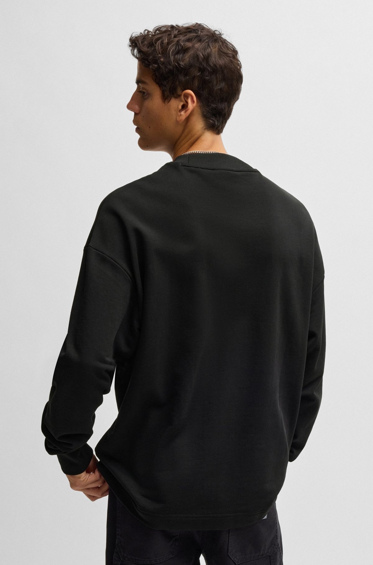 COTTON-TERRY SWEATSHIRT WITH BLUE LOGO LABEL - 5