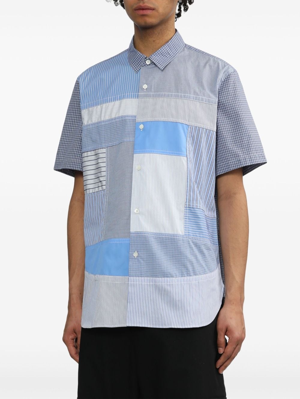 Junya Watanabe MAN striped patchwork cotton shirt | REVERSIBLE