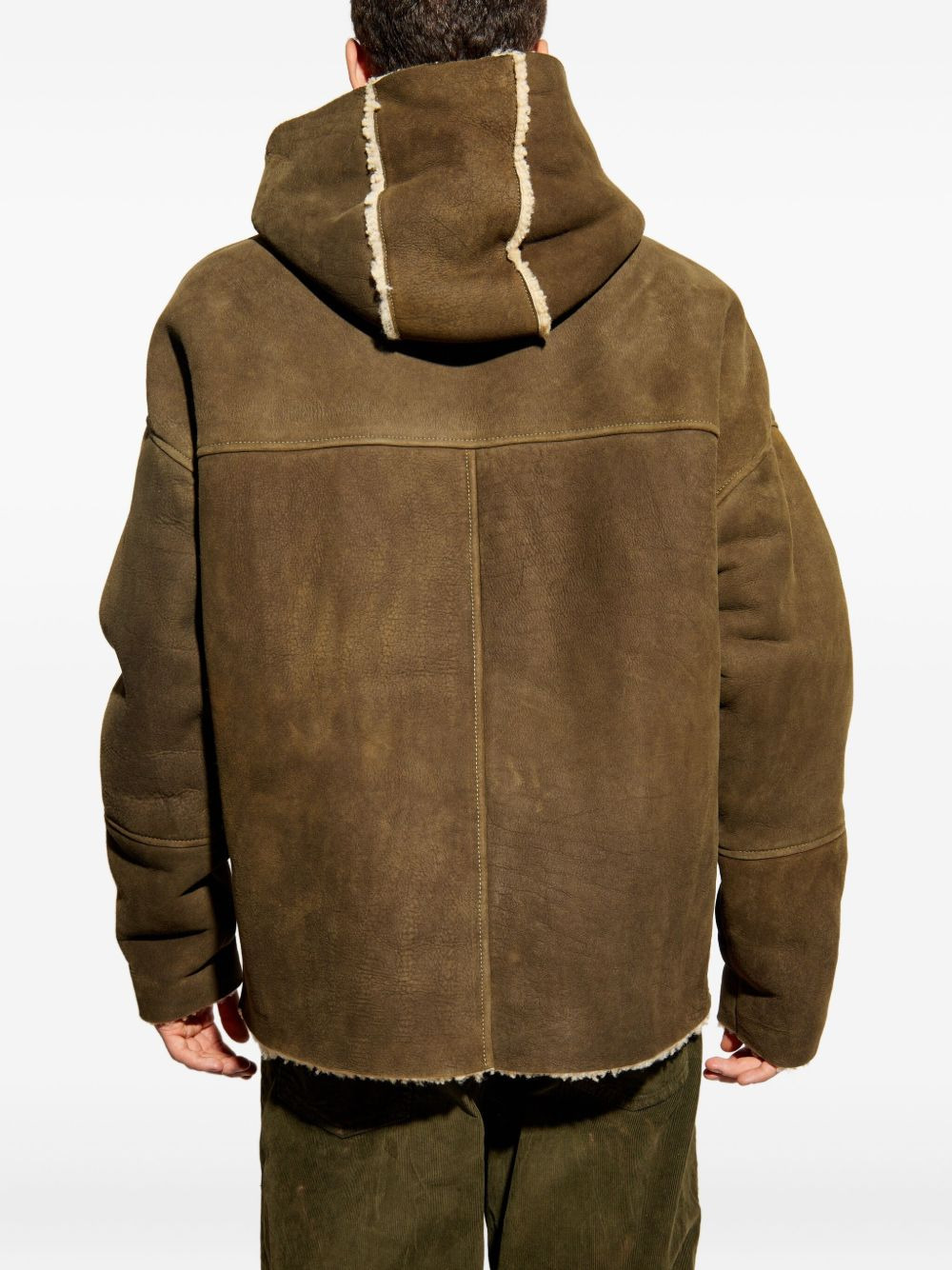 hooded shearling jacket - 4