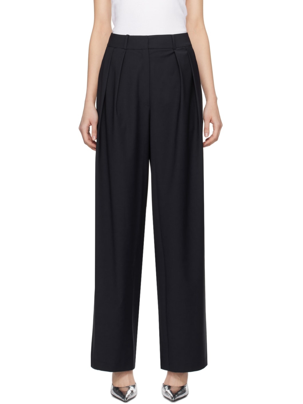 Navy Ripley Pleated Trousers - 1