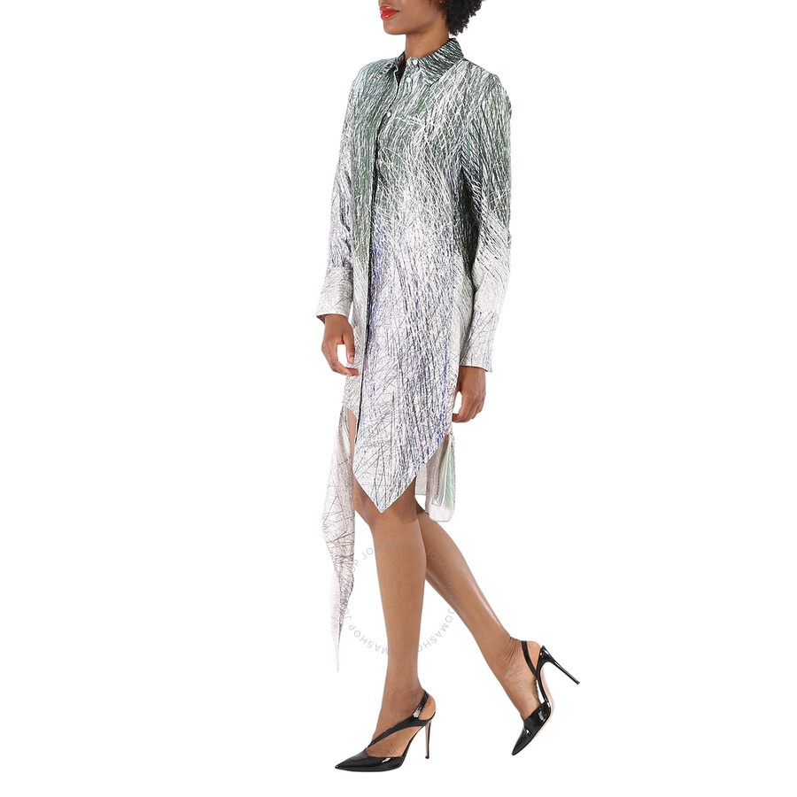 Off-White Grey Black Off-White Spiral Asymmetric Shirt Dress in Grey Black - 6