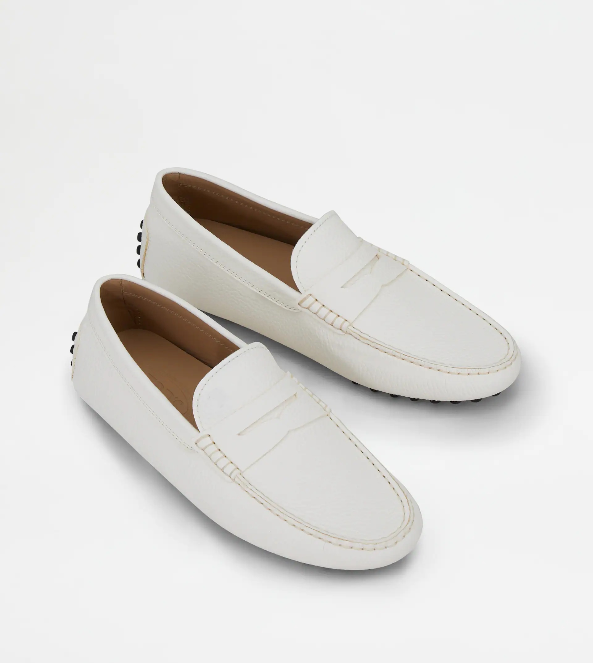 GOMMINO DRIVING SHOES IN LEATHER - WHITE - 3