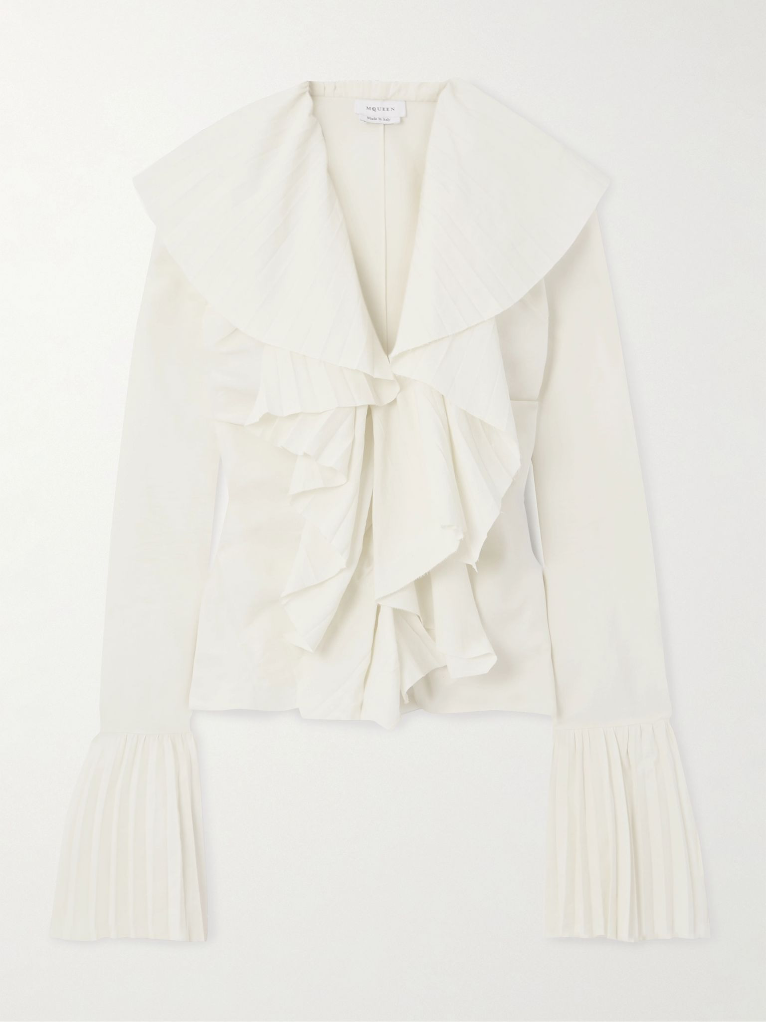 Pleated poplin blouse Ivory - 1