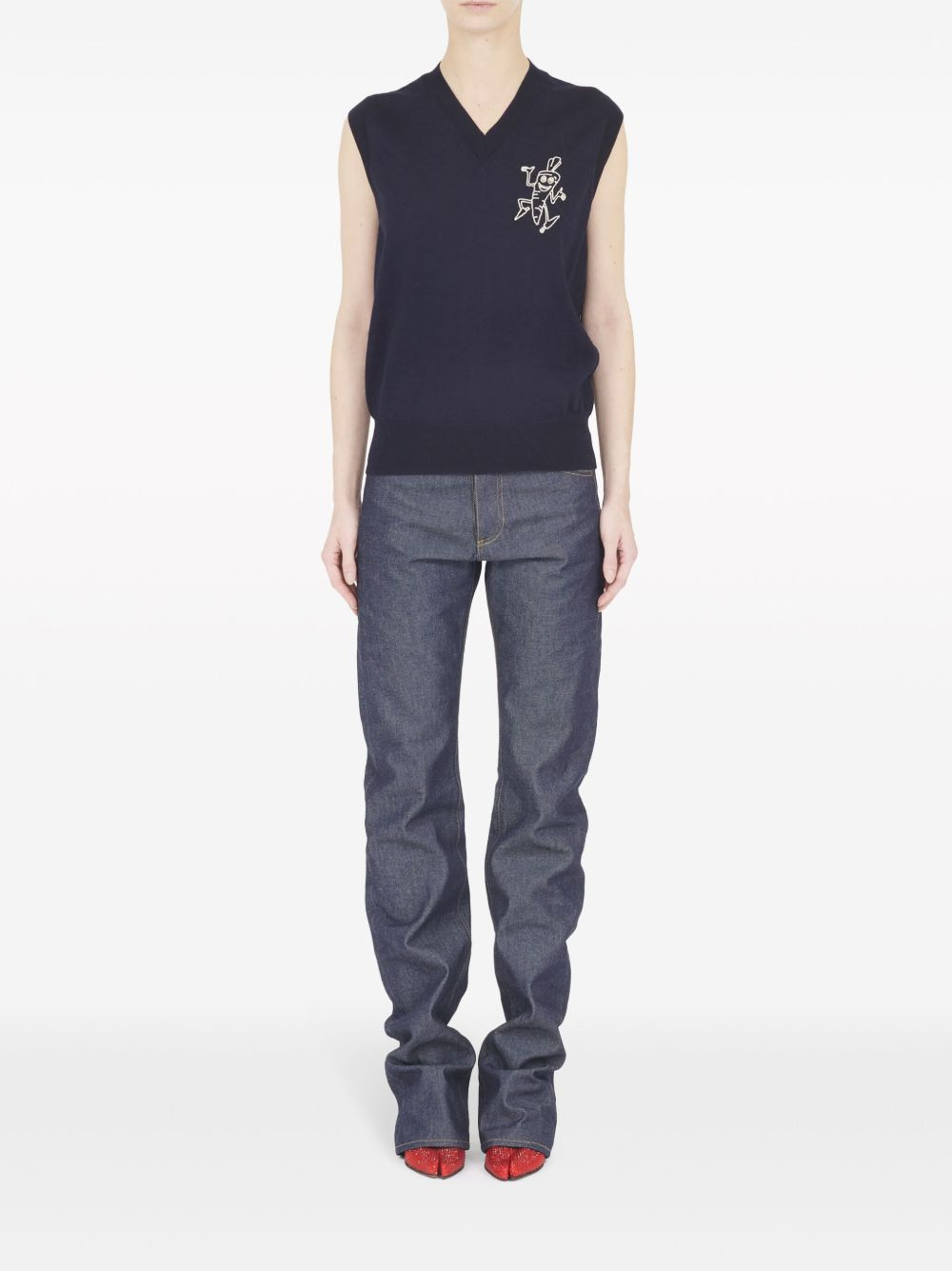 distressed wool vest - 2