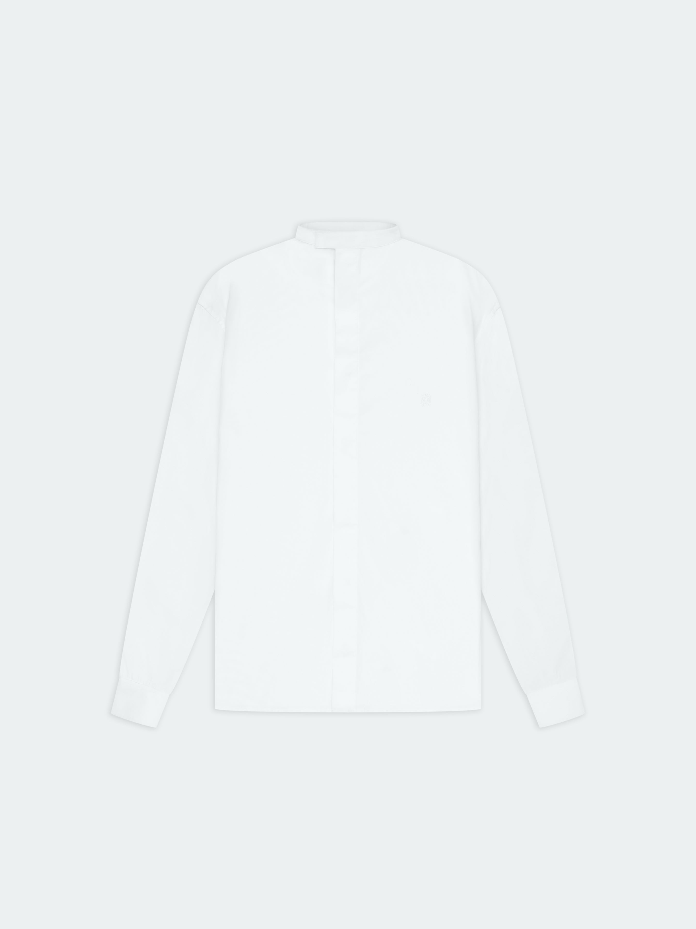 MANDARIN POPLIN SHIRT-WHITE - 1