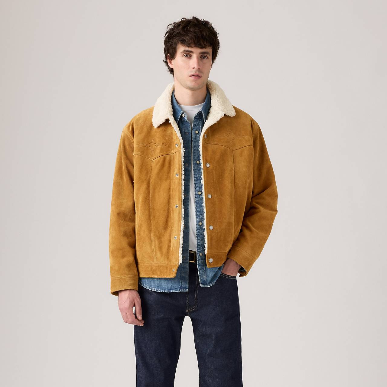 WESTERN SUEDE SHERPA TUCKER JACKET - 2