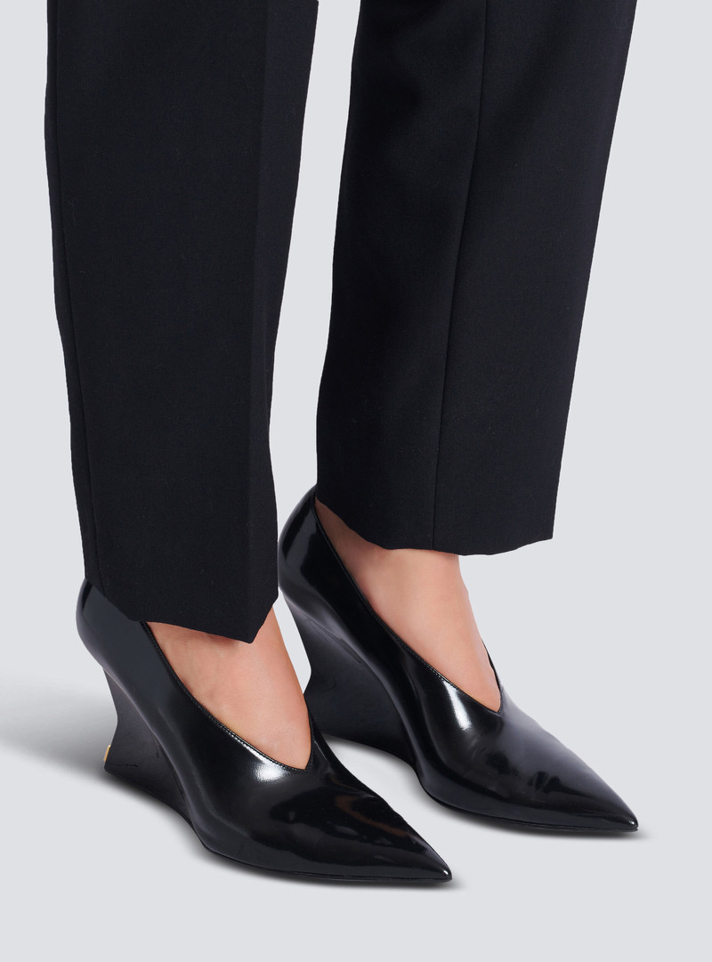 Balmain Shiny lambskin Wedge pumps outlook