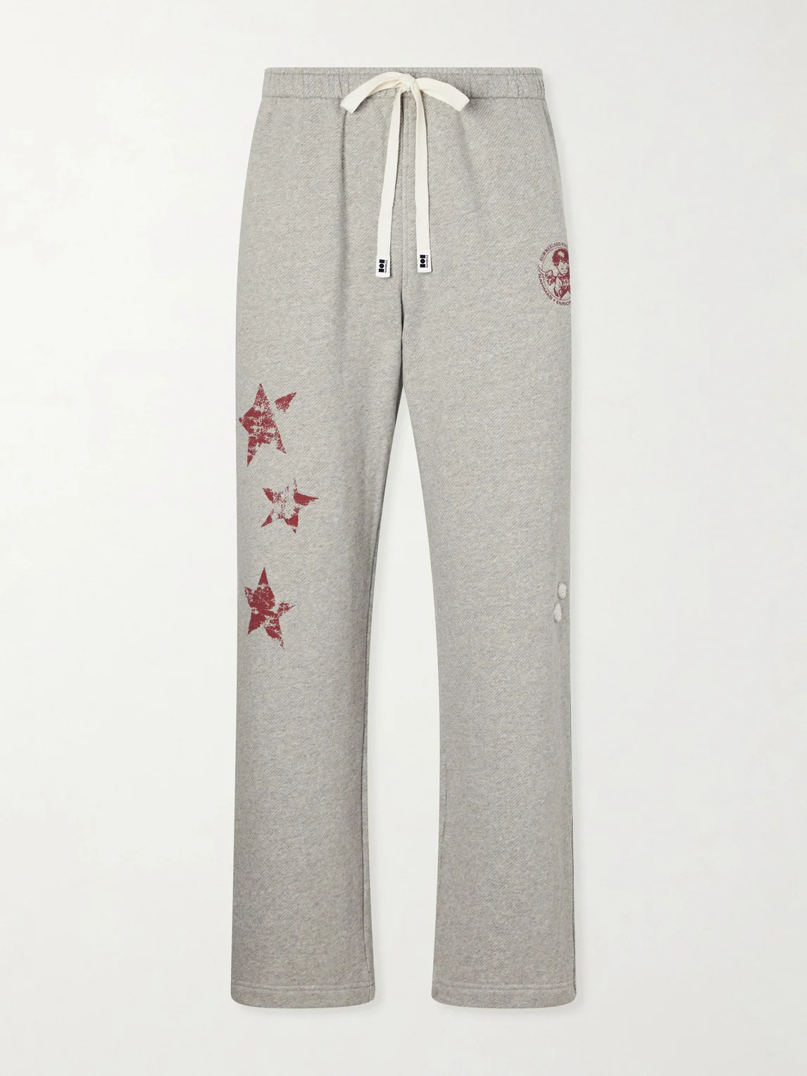 Youth Enrichment Wide-Leg Logo-Print Distressed Cotton Sweatpants - 1