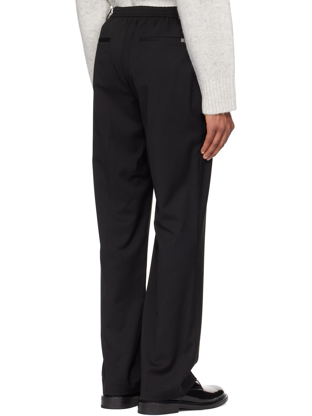 Black Relaxed Wool Trousers - 3