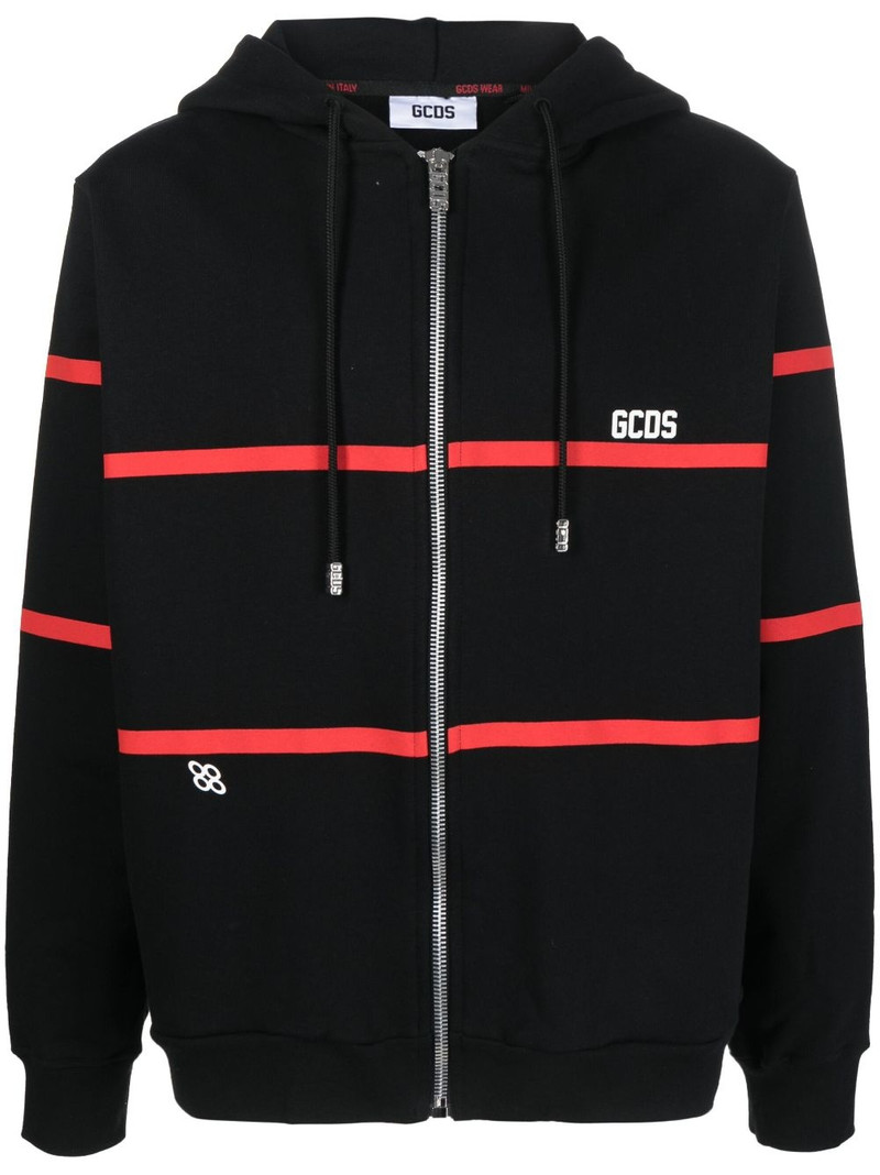 stripe-print zip-up hoodie 1