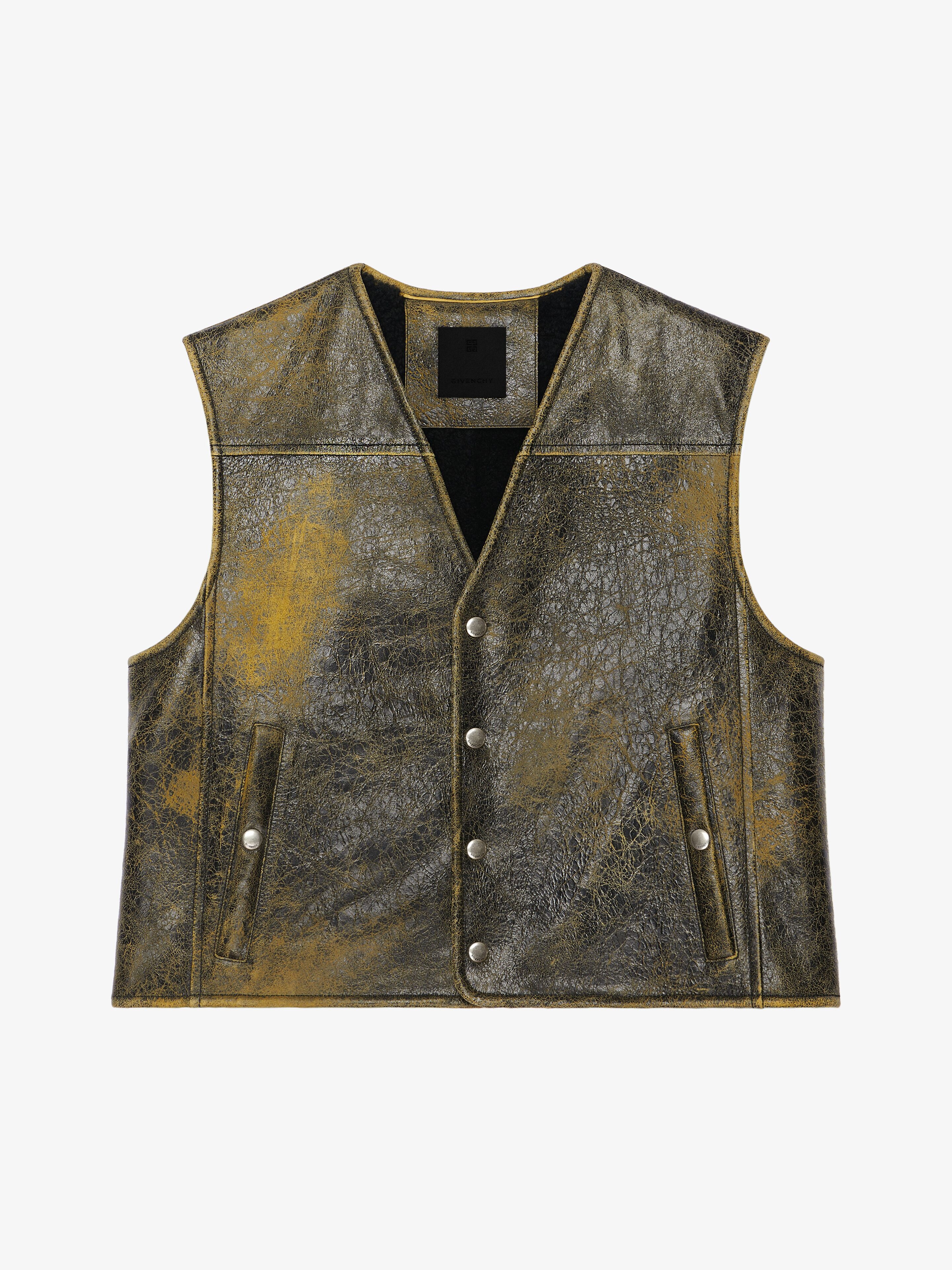 WAISTCOAT IN CRACKLED LEATHER - 1