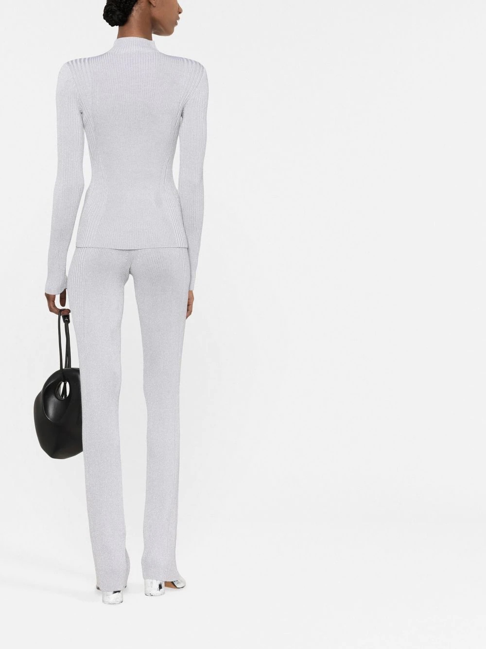 ribbed-knit slip-on trousers - 4