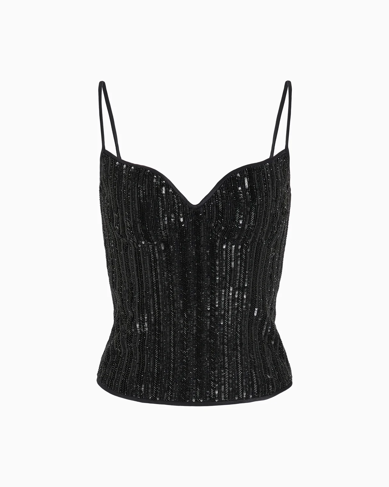 BUSTIER TOP WITH PINSTRIPE EMBROIDERY - 1