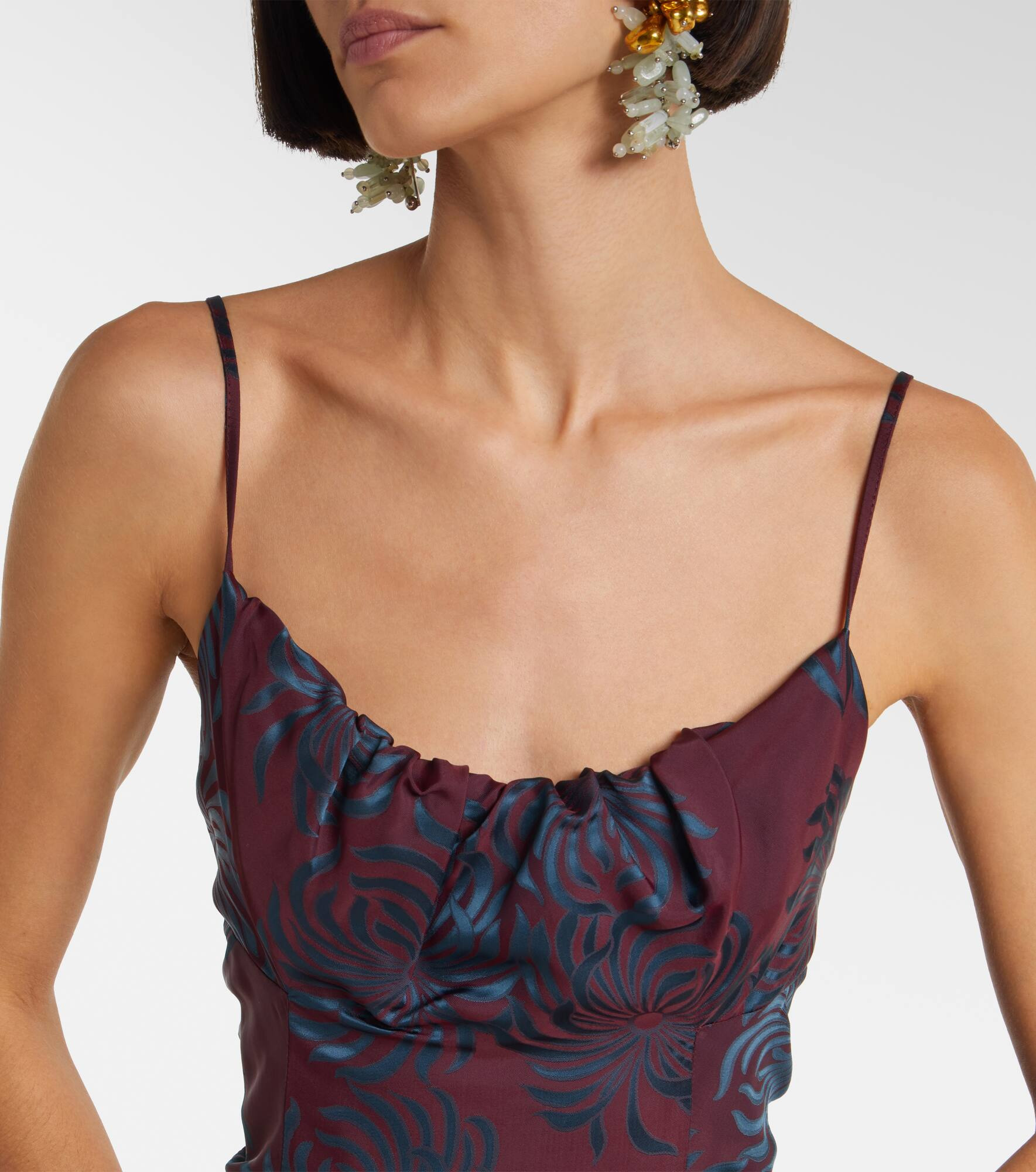Floral jacquard midi dress - 4