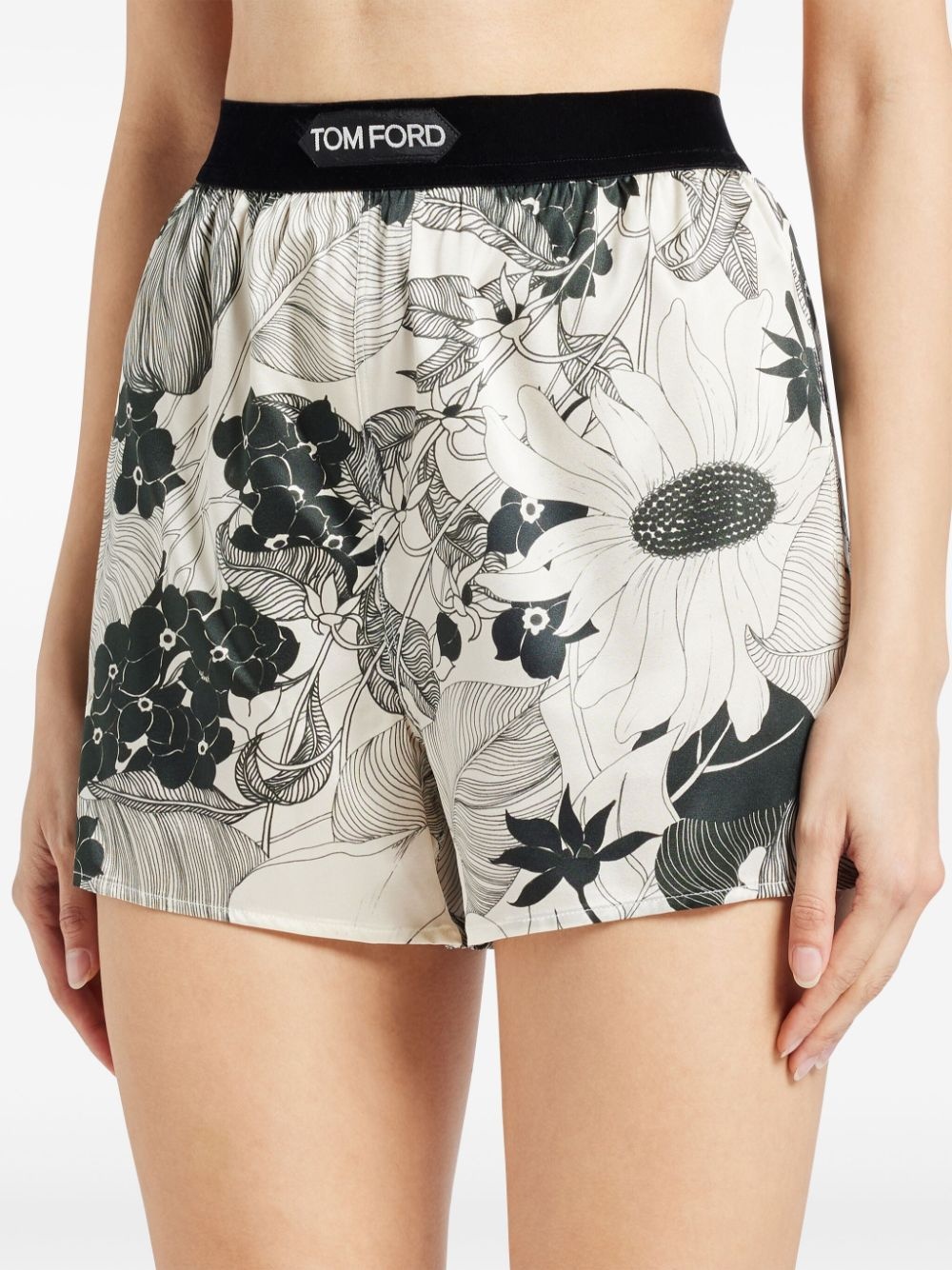logo-waistband floral-print shorts - 5