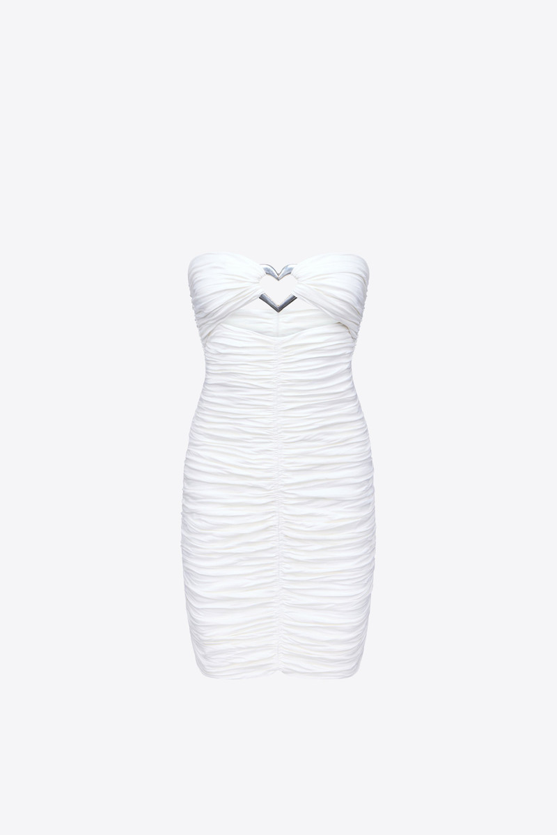 HEART RUCHED STRAPLESS MINI DRESS - 1