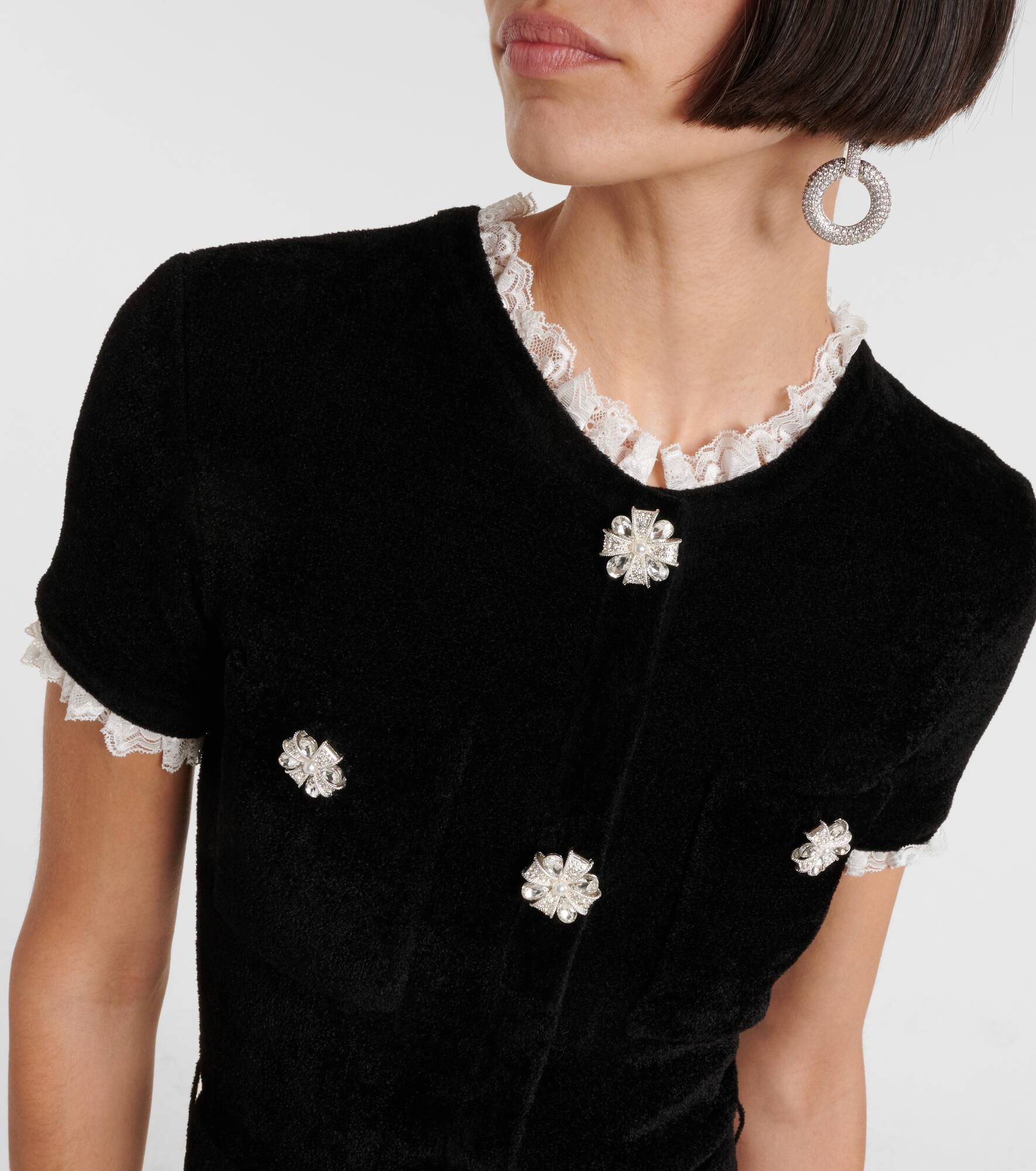 Crystal-embellished chenille midi dress - 4