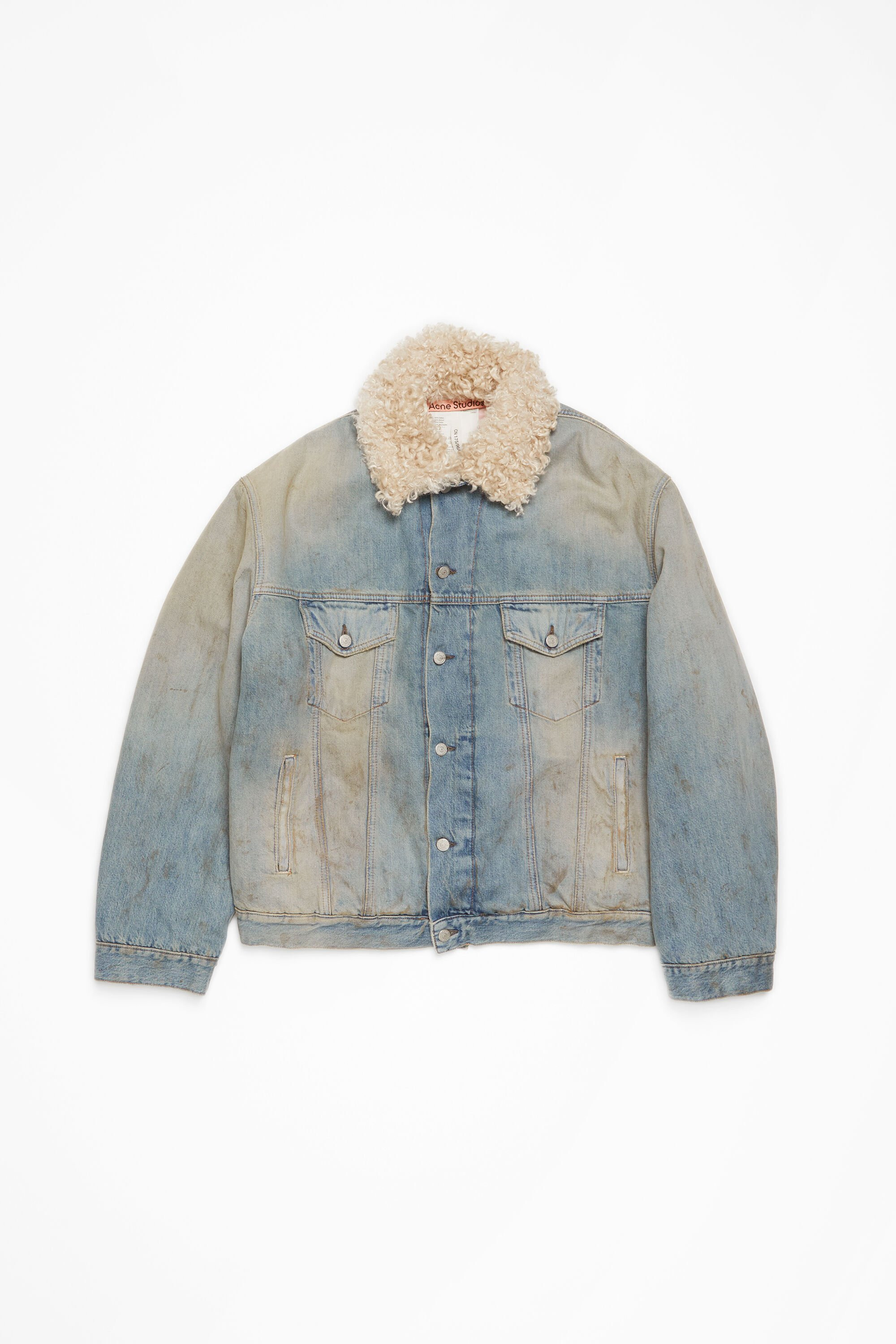 Denim fur trim jacket - Oversized fit - Mid blue - 8