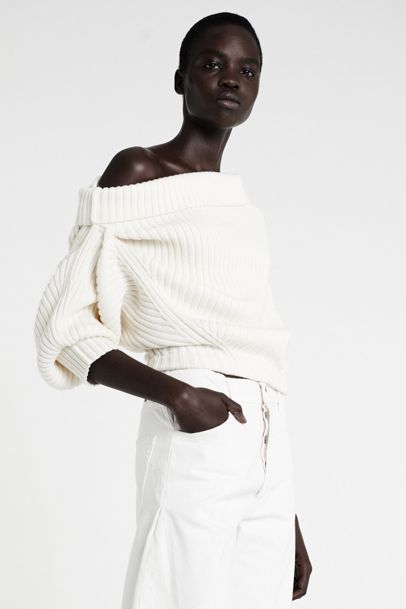 HEAVY RIB SWEATER WITH BUTTONS IVORY 7