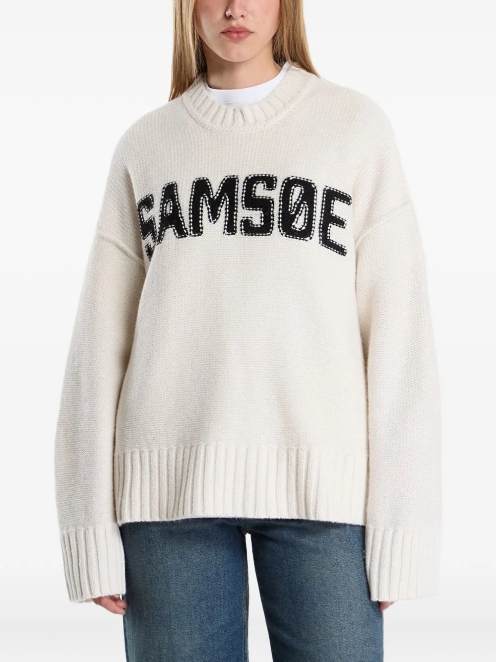 Sakeiku logo-patch sweater - 1