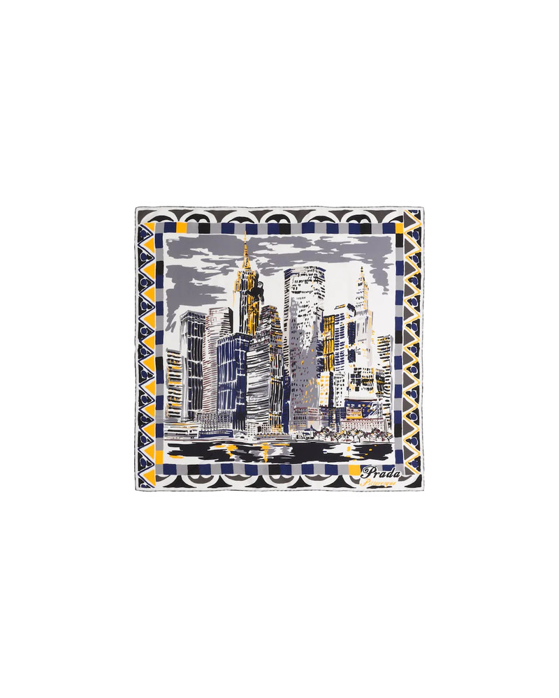 Pittoresque New York printed 90 silk foulard 3