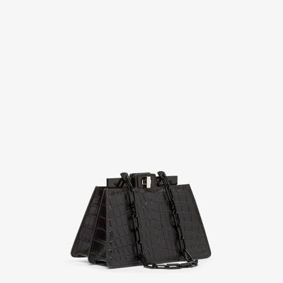 FENDI Compact Peekaboo Cut bag made of exquisite matt black crocodile leather. A new evolution of the Peek outlook