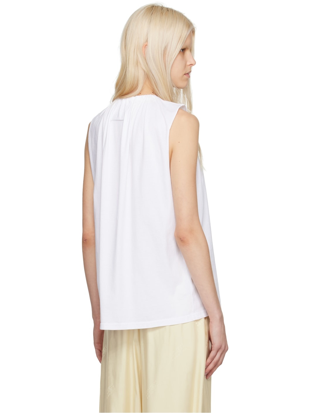 White Gathered T-Shirt - 3