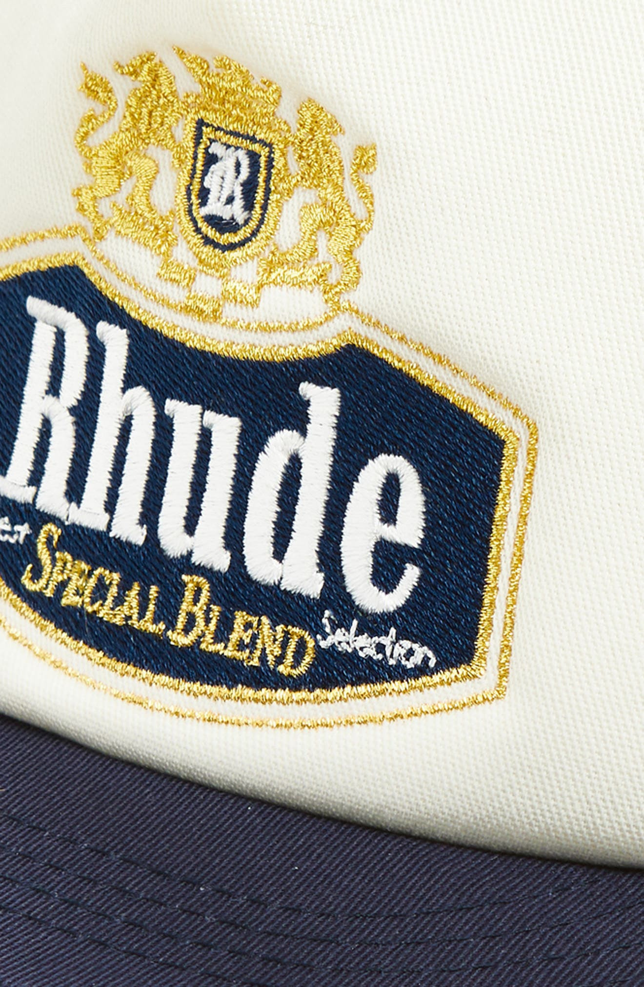 Rhude Logo Embroidered Trucker Hat in Navy /Off-White 3039 at Nordstrom - 3