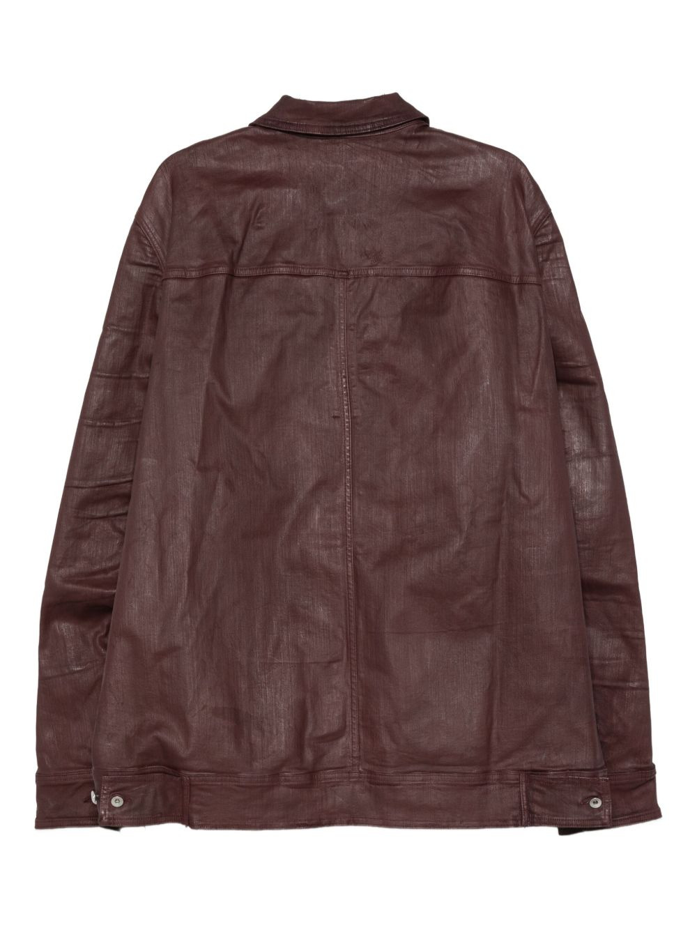 button-fastening waxed-effect shirt jacket - 2