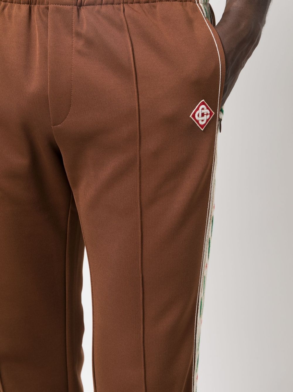logo-patch straight track pants - 5